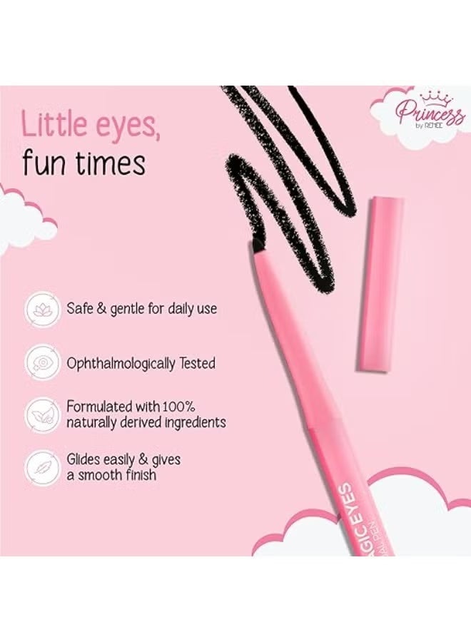 Renee Princess by RENEE Magic Eyes Kajal Pen For Preteens 0.35g | Safe, 100% Naturally Derived Ingredients, Ophthalmologically Tested | Glides Smoothly, With Almond Oil & Vitamin E | No Parabens Or Silicones - Image 2